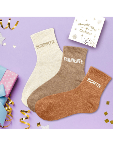 Coffret trio chaussettes paillettes BLONDINETTE