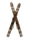 Paires de vieux SKIS en bois décoratifs FLOCONS BLANCS