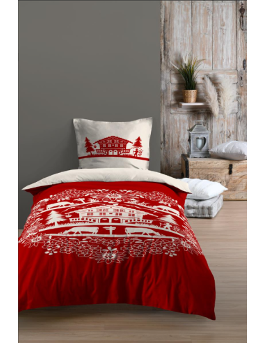 Housse de couette + 1 taie en percale de coton...