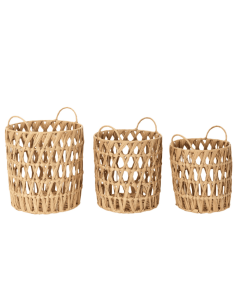 Lot de 3 paniers ajourés avec anses