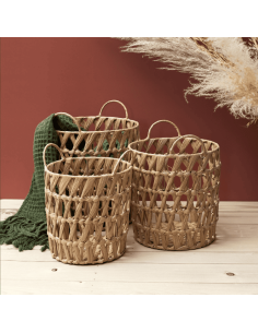 Lot de 3 paniers ajourés avec anses 2