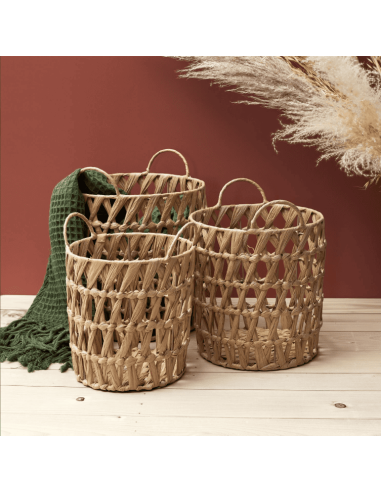 Lot de 3 paniers ajourés avec anses