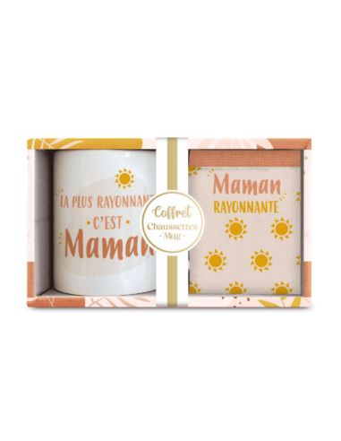 Coffret mug et chaussettes MAMAN RAYONNANTE