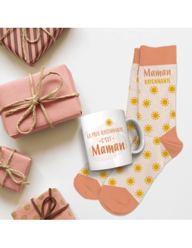 Coffret mug et chaussettes MAMAN RAYONNANTE