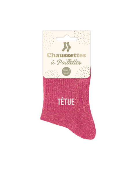 Chaussettes paillette femme Têtue ROSE