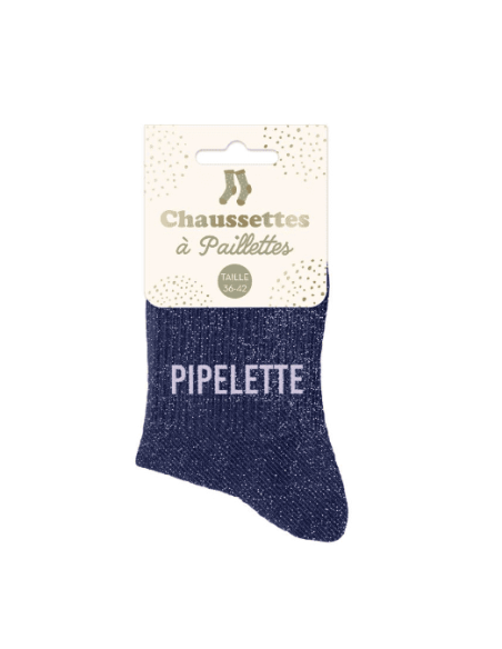 Chaussettes femme à paillettes PIPELETTE bleu