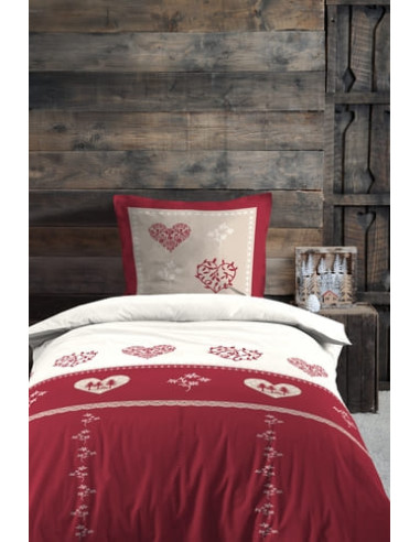 Housse de couette + 1 taie MODANE rouge 140 x...