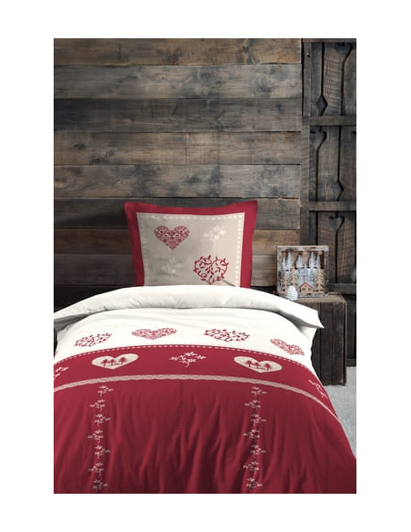 Housse de couette + 1 taie MODANE rouge 140 x 200 cm