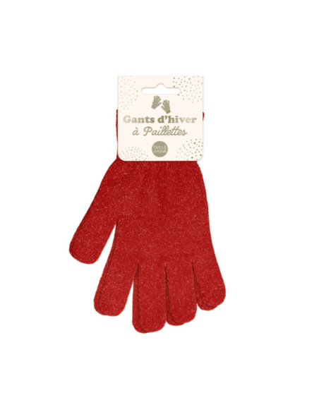Gants à paillettes ROUGE