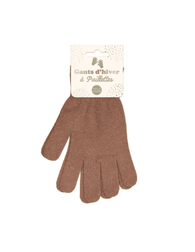 Gants paillettes MARRON