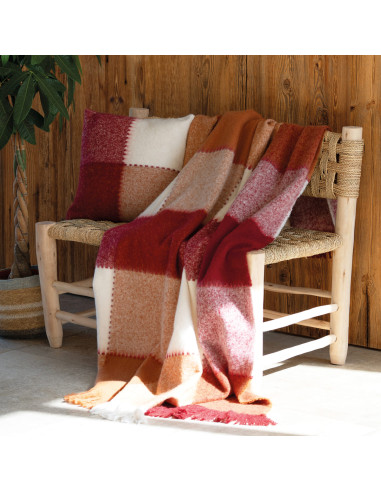 Plaid à carreaux BEIJA BORDEAUX 130 x 180