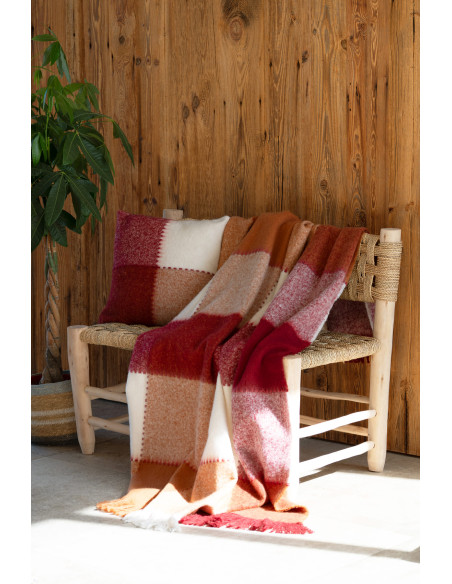 Plaid à carreaux BEIJA BORDEAUX 130 x 180