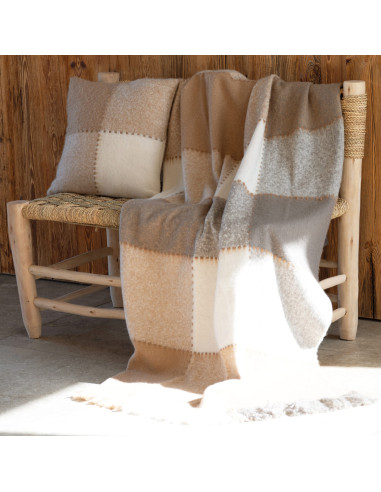 Plaid à carreaux BEIJA BEIGE 130 x 180 cm