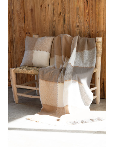 Plaid à carreaux BEIJA BEIGE 130 x 180 cm