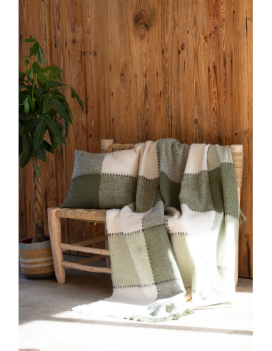 Plaid à carreaux BEIJA kaki 130 x 150 cm