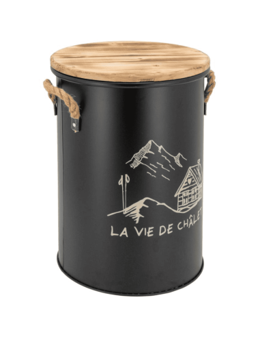 Seau réserve à pellets la vie de chalet rond