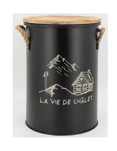 Seau réserve à pellets la vie de chalet rond