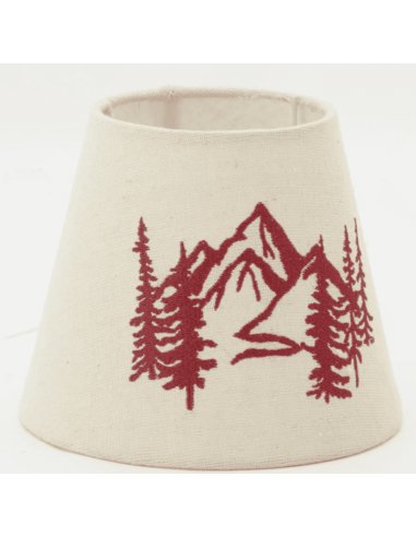 Abat-jour écru MONTAGNE ET FORET brodé rouge