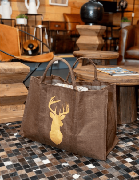 Sac à bûches CERF marron en jute