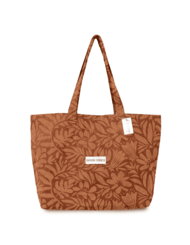 Sac Cabas GOOD VIBES en velours côtelé