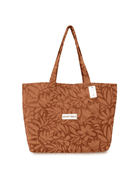 Sac Cabas GOOD VIBES en velours côtelé