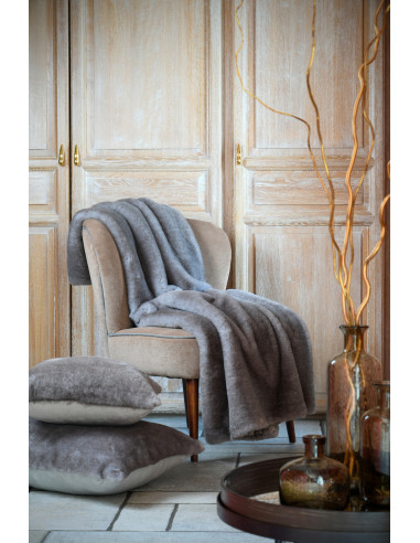Plaid fausse fourrure HARLOW Taupe 130 x 150 cm