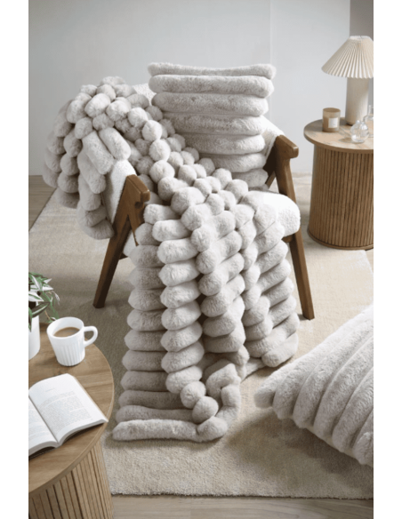 Plaid fausse fourrure POLARY écru 130 x 160 cm