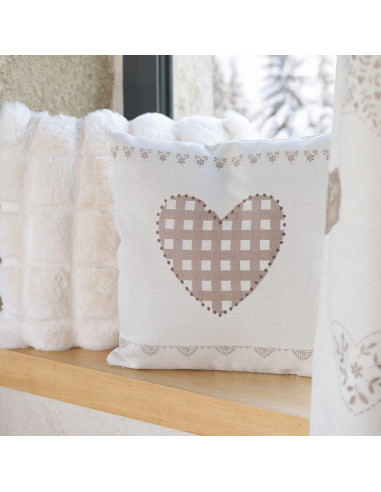 Coussin ECRIN rouge / taupe 45 x 45 cm