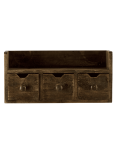 Etagère murale en bois rustique 3 tiroirs
