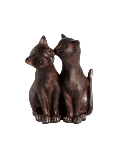 Chat en résine façon métal vieilli