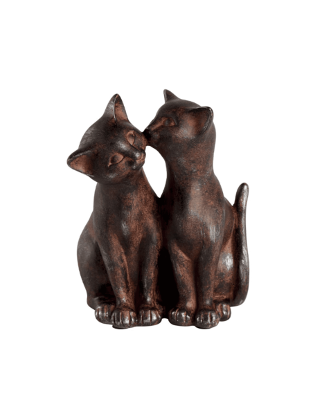 Chat en résine façon métal vieilli