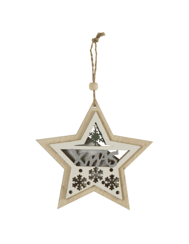 Etoile à suspendre XMAS en bois naturel