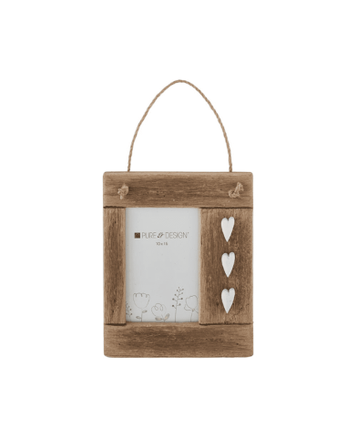 Cadre photo en bois 3 coeurs blanc