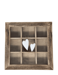 Boite à thé en bois 2 coeurs blanc