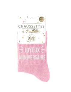 Chaussettes paillettes femme JOYEUX ANNIVERSAIRE 2