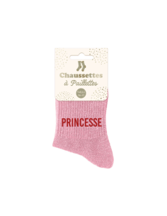 Chaussettes femme à paillettes PRINCESSE rose