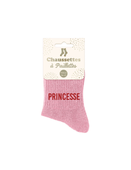 Chaussettes femme à paillettes PRINCESSE rose