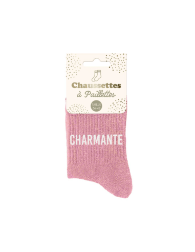 Chaussettes à paillettes CHARMANTE ROSE