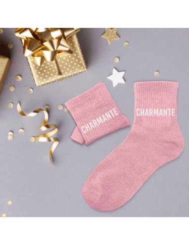Chaussettes à paillettes CHARMANTE ROSE