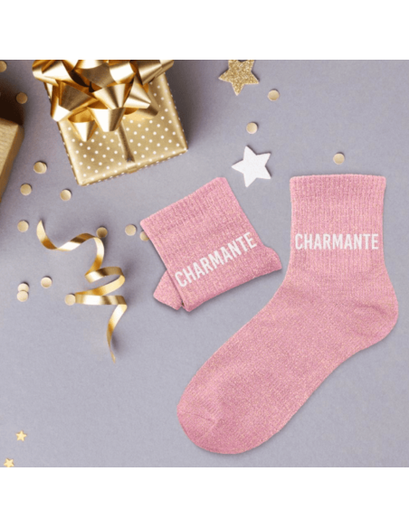 Chaussettes à paillettes CHARMANTE ROSE
