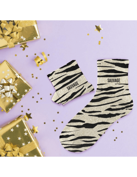 Chaussettes à paillettes SAUVAGE ZEBRE